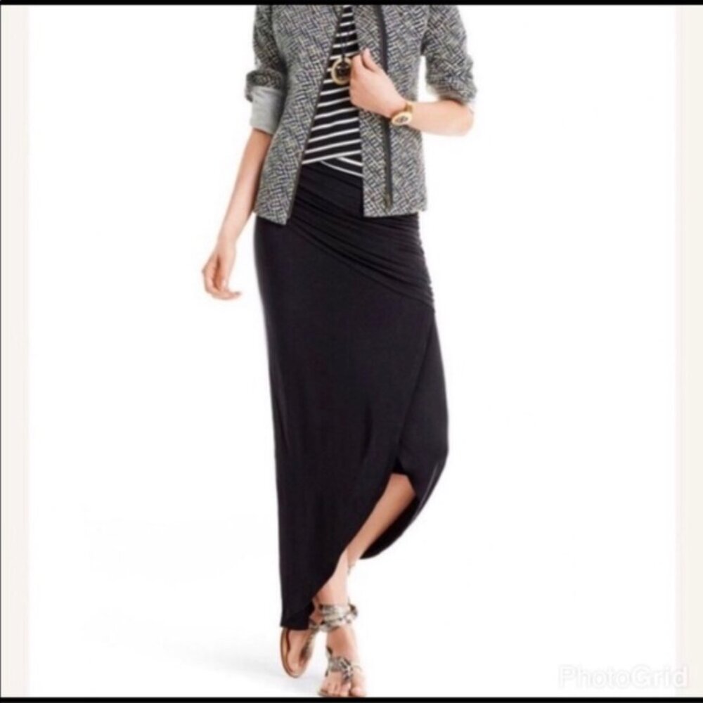 CAbi #5052 Run Around Maxi Skirt Rayon Black Small